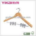 beautiful bamboo clothes hanger with metal cilps for fashion clothes